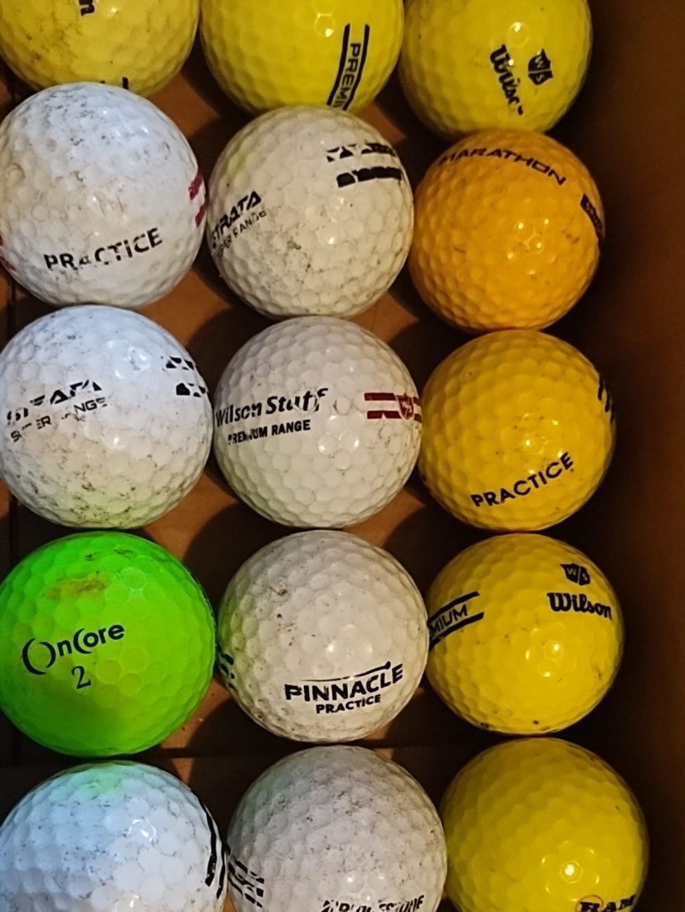 Mixed Practice Golf Balls - Yellow, White, Green - Picture 5 of 7